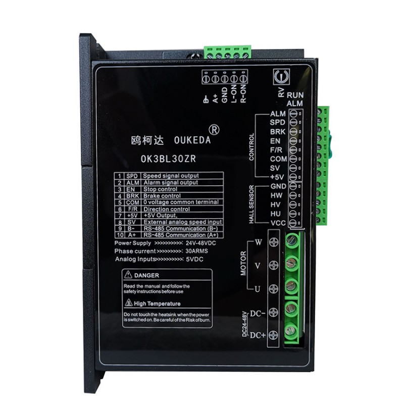 Sterownik silnika BLDC DC24-48V 800W OK3BL30ZR 30A z obsługą komunikacji RS-485