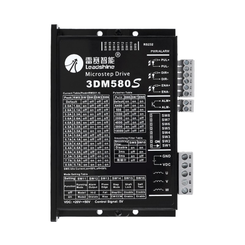 Sterownik silnika krokowego Leadshine 3DM580S 0,5-8,0A 20-74VDC dla silnika krokowego 3-fazowego