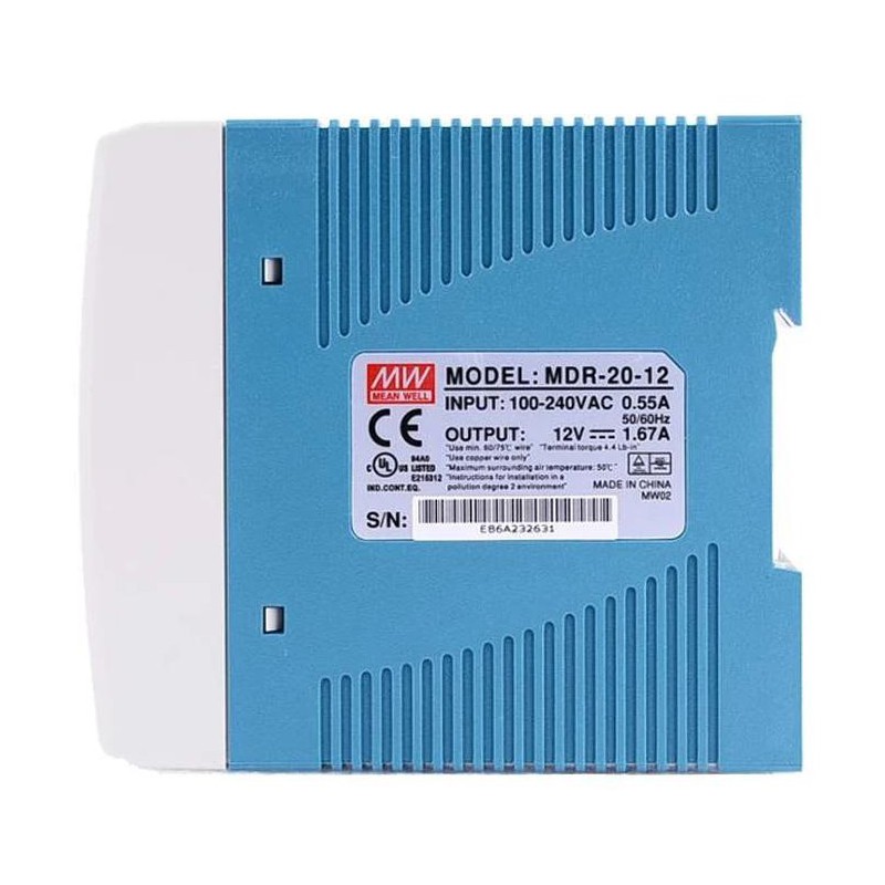 Zasilacz na szynę din 12v MeanWell MDR-20-12 1,67A 20W