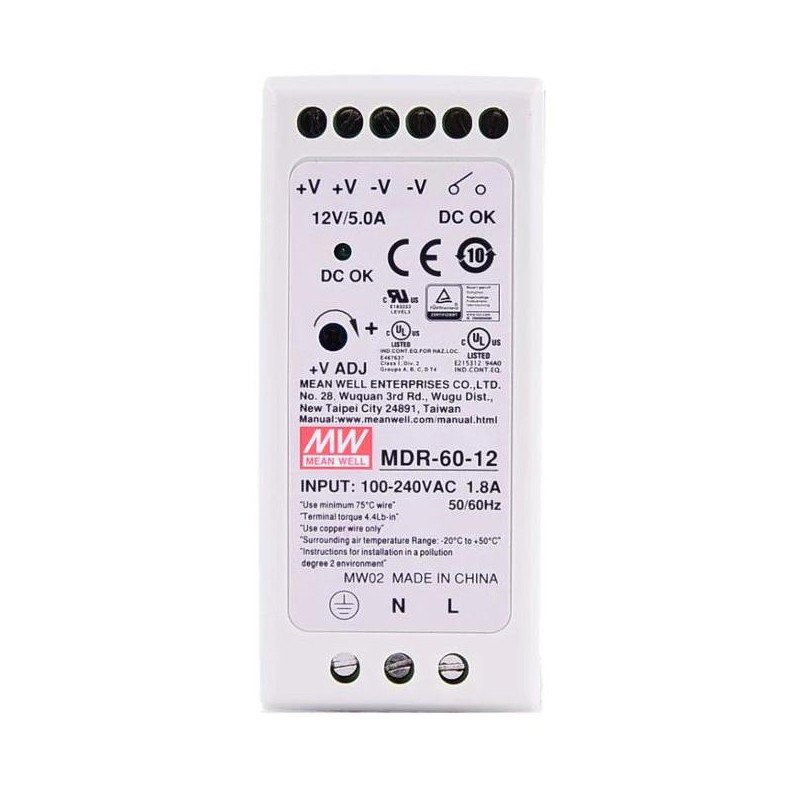 Zasilacz na szynę din 12v Meanwell MDR-60-12 5A 60W