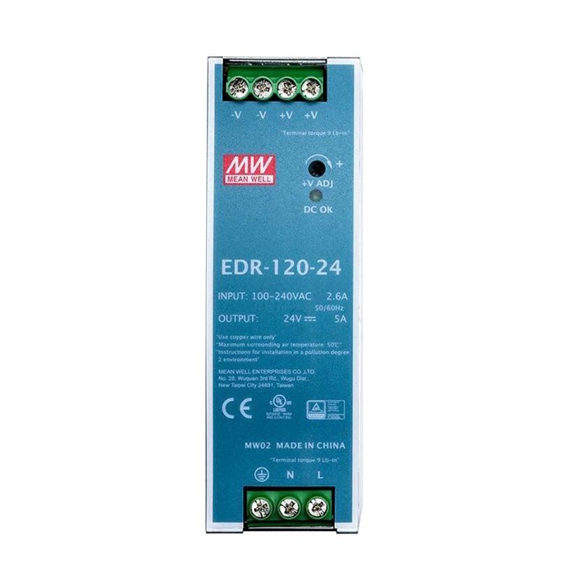 Zasilacz na szynę din 24v MeanWell EDR-120-24 24VDC 120W 5A