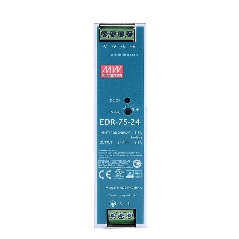 Zasilacz na szynę din 24v MeanWell EDR-75-24 75W 3,2A