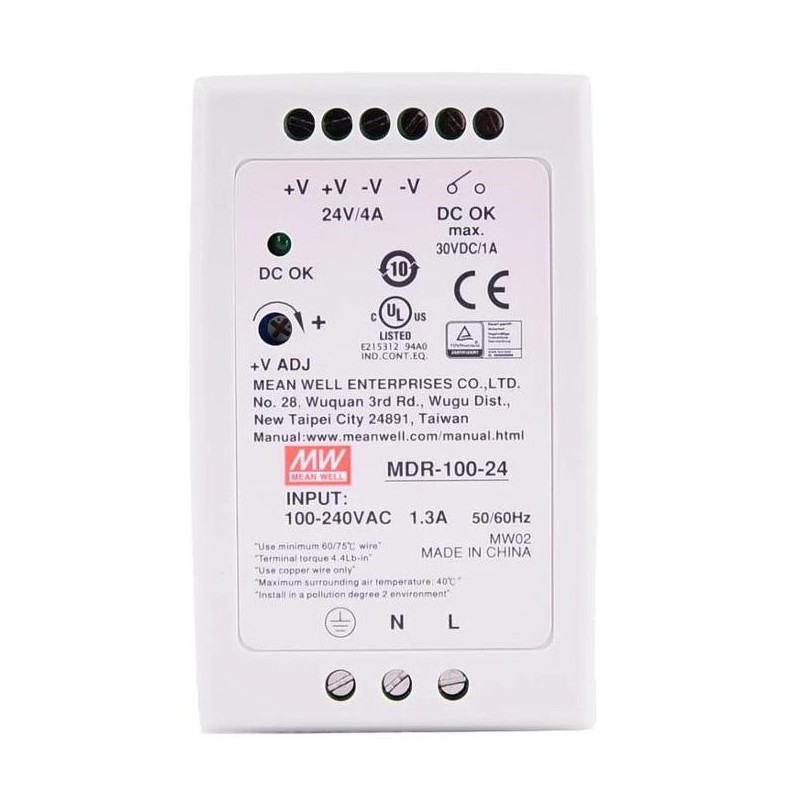 Zasilacz na szynę din 24v Meanwell MDR-100-24 100W 4A