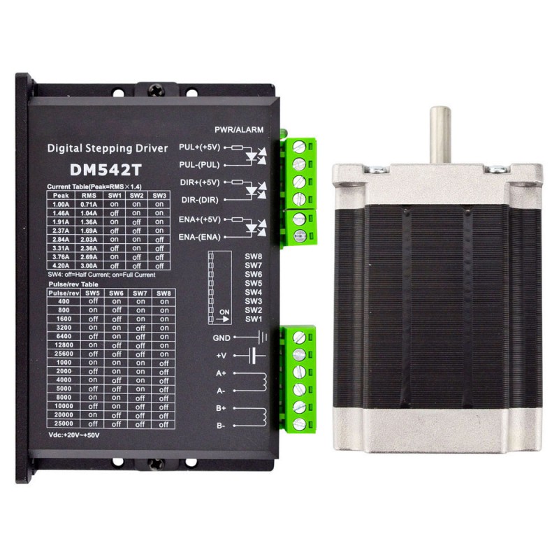 Zestaw silnika krokowego Nema 23 + sterownik 1,9 Nm 1-DM542T-23HS30 silnik krokowy ze sterownikiem