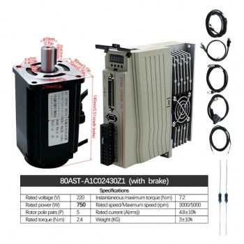 Silnik serwo AC z sterownik 400W/600W/750W/1000W 110V / 220V 1,27Nm-3,8Nm