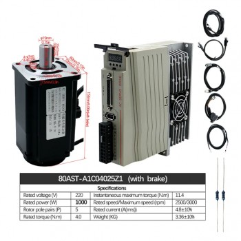 Silnik serwo AC z sterownik 400W/600W/750W/1000W 110V / 220V 1,27Nm-3,8Nm