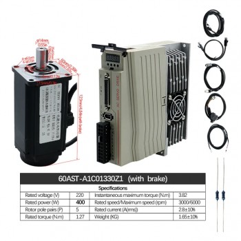 Silnik serwo AC z sterownik 400W/600W/750W/1000W 110V / 220V 1,27Nm-3,8Nm