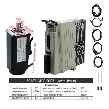 Silnik serwo AC z sterownik 400W/600W/750W/1000W 110V / 220V 1,27Nm-3,8Nm