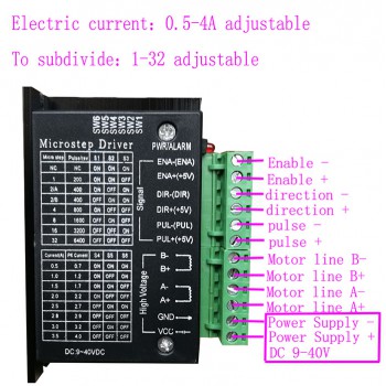 Sterownik silnika krokowego TB6600 9-40VDC 4A 2 fazy dla silnika krokowego NEMA 17, 23, 24