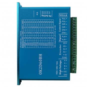 Sterownik silnika krokowego z zamkniętą pętlą 0~5,6A 16~70VDC OK2D60BH do silników krokowych Nema 23, Nema 24