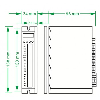 Sterownik silnika krokowego z zamkniętą pętlą 0~6,2A 24~60VDC OK2D57ECS do silników krokowych Nema 23, Nema 24