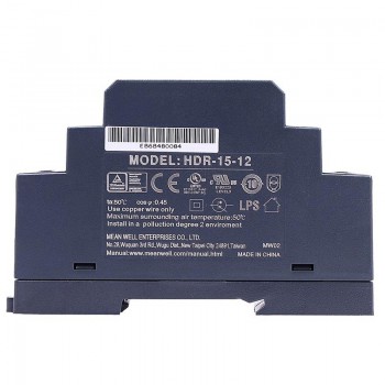 Zasilacz na szynę din 12v MeanWell HDR-15-12 ultra smukły kształt stopnia 15W 1,25A