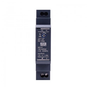 Zasilacz na szynę din 12v MeanWell HDR-15-12 ultra smukły kształt stopnia 15W 1,25A
