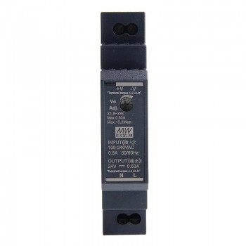 Zasilacz na szynę din 24v MeanWell HDR-15-24 15W 0,63A ultra smukły kształt stopnia