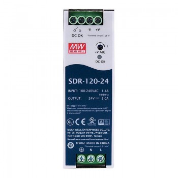 Zasilacz na szynę din 24vMeanwell SDR-120-24 5A 120W z funkcją PFC