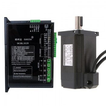 Zestaw silnika bezszczotkowego prądu stałego 300 W 48 V i sterownika BLDC OK60BLS108-430-30J5+OK3BL30ZR 95,55 Ncm 3000 obr./min 3 fazy