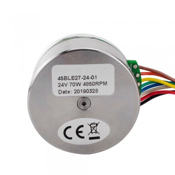 Ф43,2x27mm Silnik bldc z zewnętrznym wirnikiem 45BLE27-24-0 24 V 4850 obr./min 0,13 Nm 70 W 3,6 A