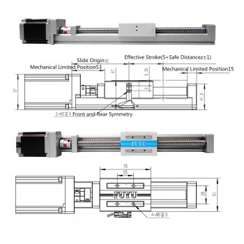 Moduł liniowy prowadnicy liniowej ze śrubą kulową do platformy liniowej CNC FSK40J 50-1000 mm z silnikiem krokowym Nema 23