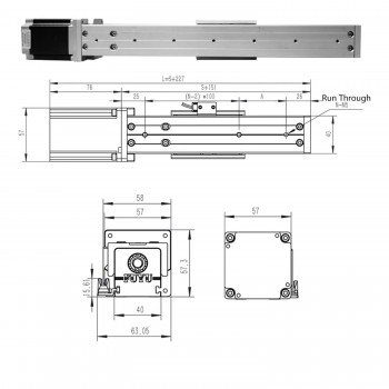 Moduł liniowy prowadnicy liniowej ze śrubą kulową do platformy liniowej CNC FSK40J 50-1000 mm z silnikiem krokowym Nema 23