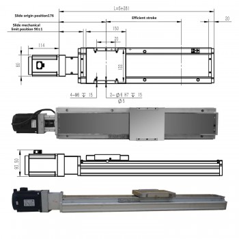 Moduł liniowy z podwójną szyną, siłownik prowadnicy liniowej FCH140, 50-1250 mm z silnikiem serwo 1000 W