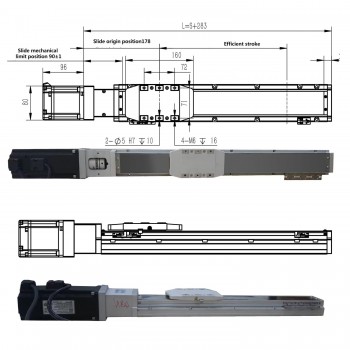 Moduł liniowy z podwójną szyną, siłownik prowadnicy liniowej FCH90, 50-1100 mm z silnikiem serwo 750 W