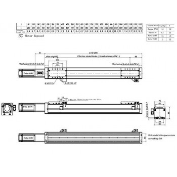 Prowadnice liniowe do dużych obciążeń FSL80 100-1200 mm z silnikiem krokowym Nema24