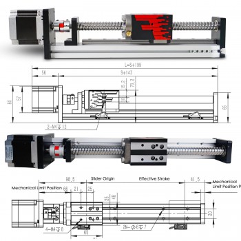 Prowadnice liniowe z śrubą kulową FSL40 50-1000 mm z silnikiem krokowym Nema 23