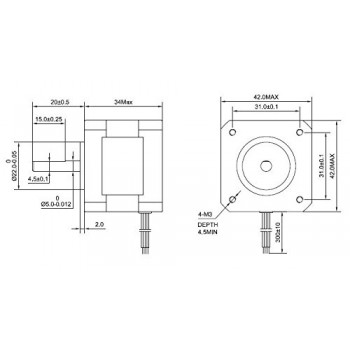 Silnik krokowy Nema 17 17HS13-0404S1 12V 1,8 stopnia 26Ncm 4 przewody