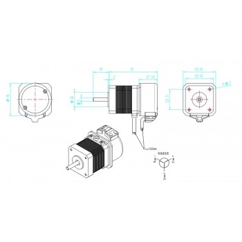 Silnik serwo 64 W 24 V DC 42JSF330AS 1,56 A 0,2 Nm 3000 obr./min 42 x 42 mm z enkoderem 1000 linii